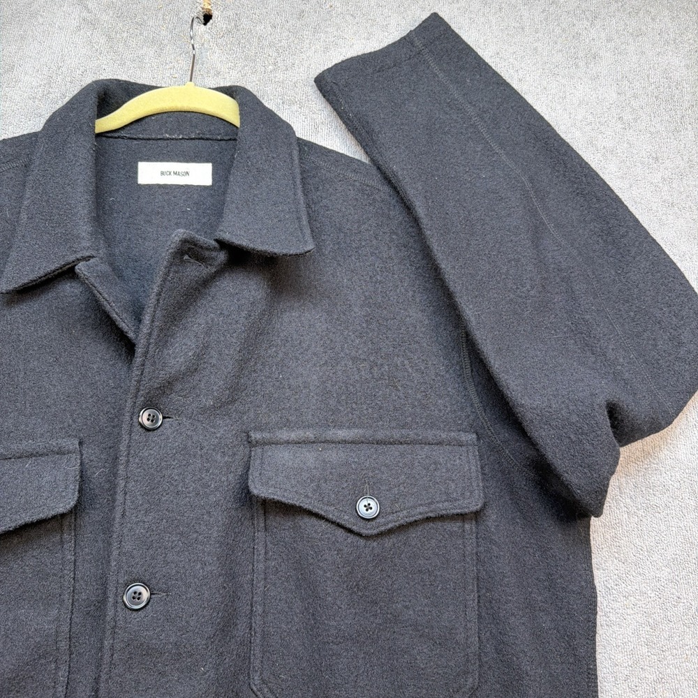 Buck Mason Felted Field Overshirt Shacket Black Merino Wool Men's XXL